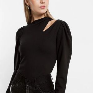 Express Skimming Ponte Puff Cutout Top